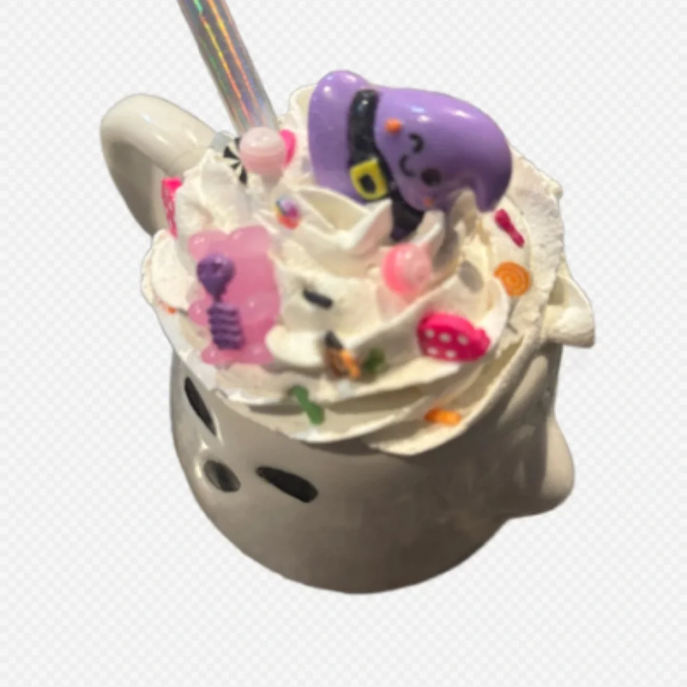 Ghost-Themed Fake bake Halloween 🎃 Mugs with Colorful Decorations
